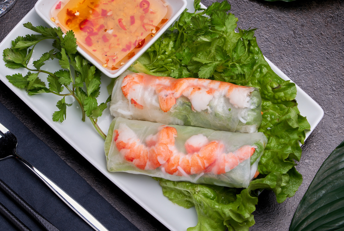 Vietnamese Spring Rolls paired with Easy Lychee Martinis