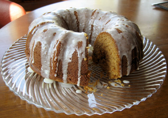 Pumpkin Bundt Cake with Warm Vanilla Cinnamon Sauce