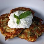 fried Greek zucchini fritters with tzatziki sauce