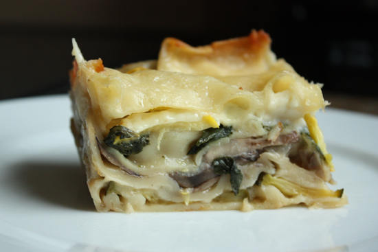 Vegetable Lasagna with Bechamel, Mushrooms and Spinach