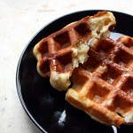 Liege Belgian waffles on black plate