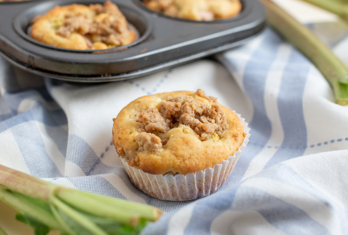 Rhubarb Streusel Muffins made with Fresh Rhubarb