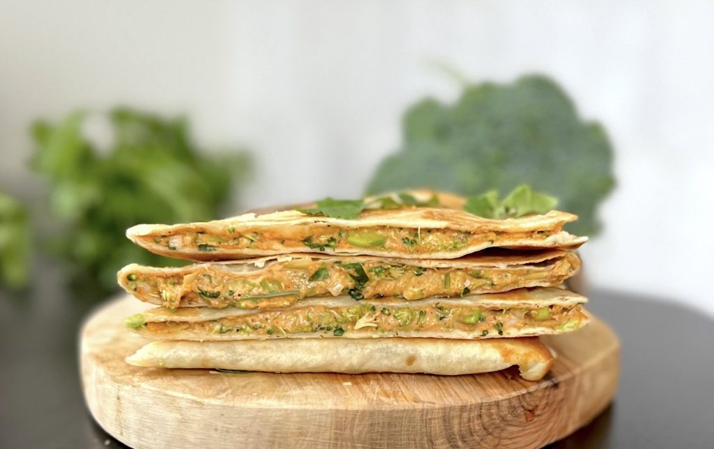 Broccoli Cashew Queso Quesadillas (Vegan)