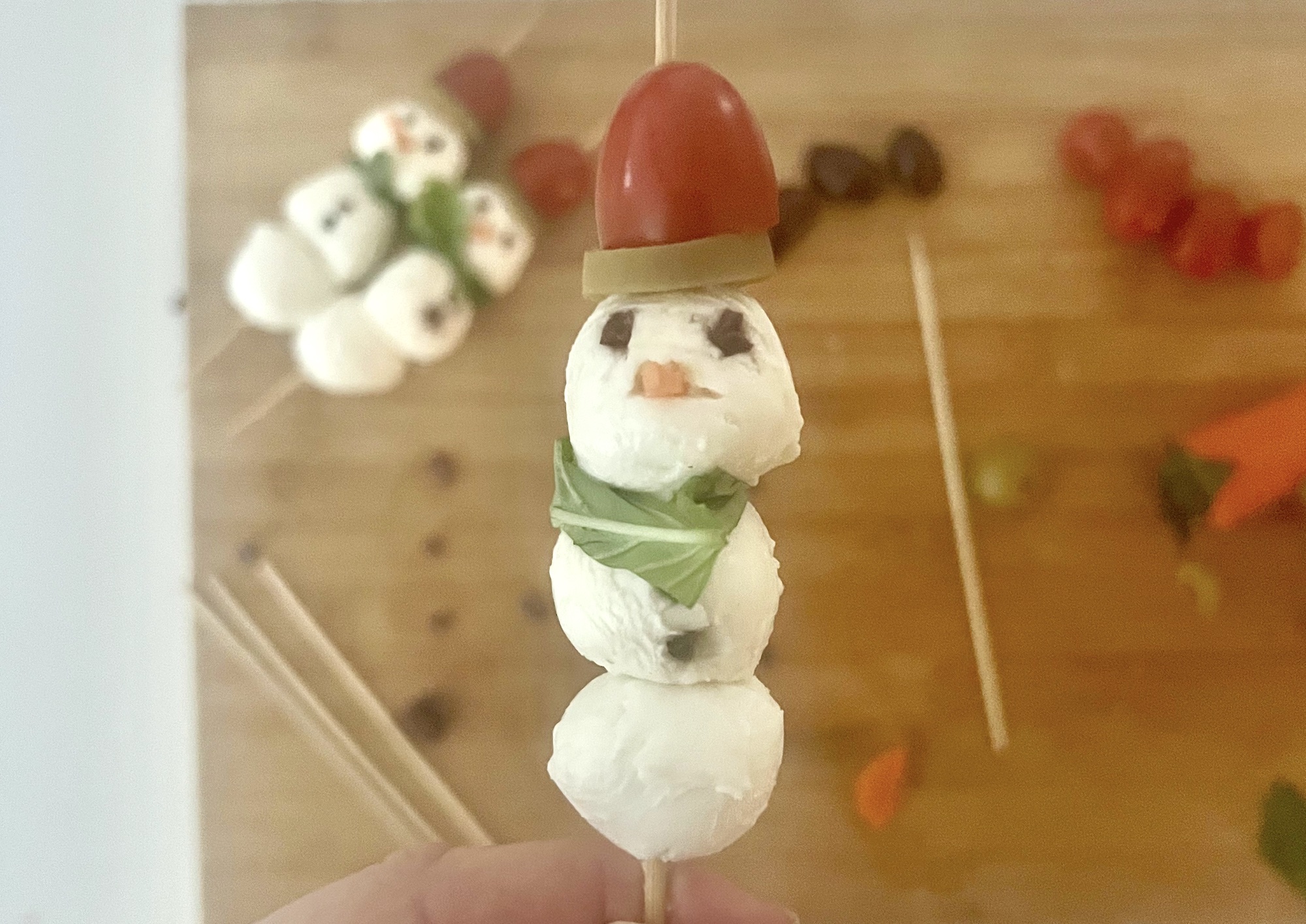 Cute Caprese Snowmen Appetizers – Without Whole Peppercorns!